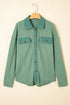 Textured Waffle Knit Button Front Long Sleeve Shirt