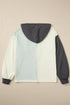 Textured Waffle Knit Button Placket Drawstring Hoodie