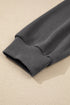 Textured Waffle Knit Button Placket Drawstring Hoodie