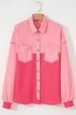 Textured Waffle Knit Buttoned Loose Shacket Jacket
