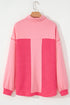 Textured Waffle Knit Buttoned Loose Shacket Jacket