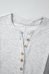 Textured Waffle Knit Buttoned V Neck Pocket Top