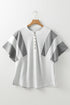 Textured Waffle Knit Buttoned V Neck Pocket Top