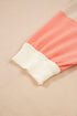 Textured Waffle Knit Color Block Crew Neck Pullover