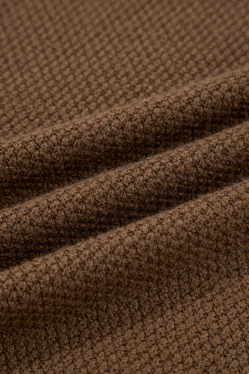 Textured Waffle Knit Color Block Striped Sleeve Sweater
