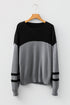 Textured Waffle Knit Color Block Striped Sleeve Sweater