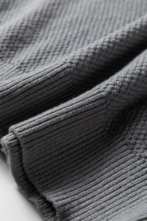 Textured Waffle Knit Color Block Striped Sleeve Sweater