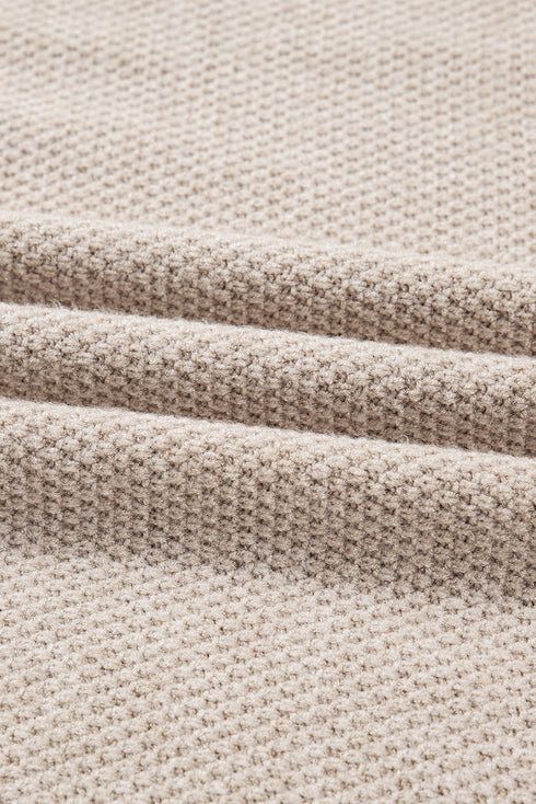 Textured Waffle Knit Color Block Striped Sleeve Sweater