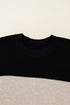 Textured Waffle Knit Color Block Striped Sleeve Sweater