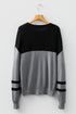 Textured Waffle Knit Color Block Striped Sleeve Sweater