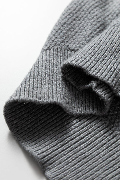 Textured Waffle Knit Color Block Striped Sleeve Sweater