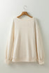 Textured Waffle Knit Drop Shoulder Patchwork Sweatshirt