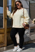 Textured Waffle Knit Drop Shoulder Patchwork Sweatshirt