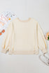 Textured Waffle Knit Drop Shoulder Patchwork Sweatshirt