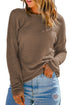 Textured Waffle Knit Drop Shoulder Pocket Long Sleeve Top
