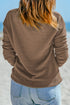 Textured Waffle Knit Drop Shoulder Pocket Long Sleeve Top