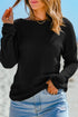 Textured Waffle Knit Drop Shoulder Pocket Long Sleeve Top