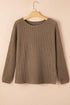 Textured Waffle Knit Drop Shoulder Pocket Long Sleeve Top
