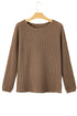 Textured Waffle Knit Drop Shoulder Pocket Long Sleeve Top