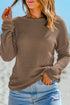 Textured Waffle Knit Drop Shoulder Pocket Long Sleeve Top