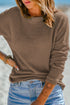 Textured Waffle Knit Drop Shoulder Pocket Long Sleeve Top