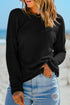 Textured Waffle Knit Drop Shoulder Pocket Long Sleeve Top