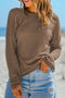 Textured Waffle Knit Drop Shoulder Pocket Long Sleeve Top