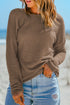 Textured Waffle Knit Drop Shoulder Pocket Long Sleeve Top