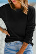 Textured Waffle Knit Drop Shoulder Pocket Long Sleeve Top