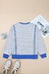 Textured Waffle Knit Exposed Seam Pullover Top