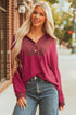 Textured Waffle Knit Henley Button Hooded Pullover