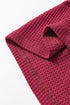 Textured Waffle Knit Henley Button Hooded Pullover