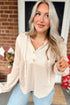 Textured Waffle Knit Henley Button Hooded Pullover