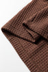 Textured Waffle Knit Henley Button Hooded Pullover