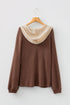 Textured Waffle Knit Henley Button Hooded Pullover