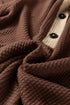 Textured Waffle Knit Henley Button Hooded Pullover