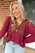 Textured Waffle Knit Henley Button Hooded Pullover