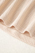 Textured Waffle Knit Henley Button Hooded Pullover