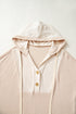 Textured Waffle Knit Henley Button Hooded Pullover