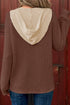 Textured Waffle Knit Henley Button Hooded Pullover