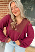 Textured Waffle Knit Henley Button Hooded Pullover