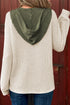 Textured Waffle Knit Henley Button Hooded Pullover