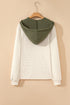 Textured Waffle Knit Henley Button Hooded Pullover