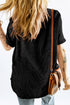 Textured Waffle Knit High Low Cuffed Sleeve Tee