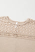 Textured Waffle Knit Lace Patchwork V Neck Top