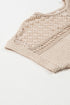 Textured Waffle Knit Lace Patchwork V Neck Top