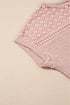 Textured Waffle Knit Lace Patchwork V Neck Top