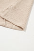 Textured Waffle Knit Lace Patchwork V Neck Top
