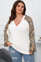 Textured Waffle Knit Leopard Print Long Sleeve Top