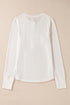 Textured Waffle Knit Long Sleeve Button Front Henley Top
